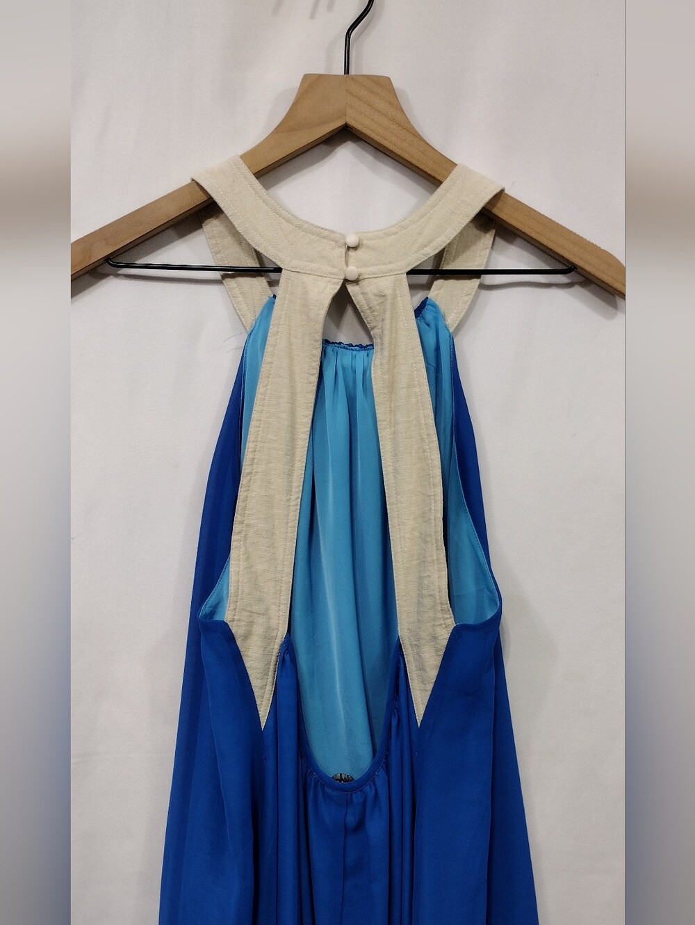 Ark & Co. Halter Dress with Lace Trim Womens L Blue Coastal Feminine Romance - Picture 8 of 10